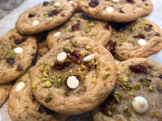 Pistachio White Chocolate Cranberry Protein Cookie